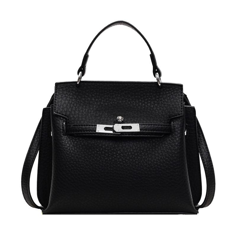2025 new fashionable and simple commuter portable platinum bag women's temperament versatile lychee pattern texture messenger bag