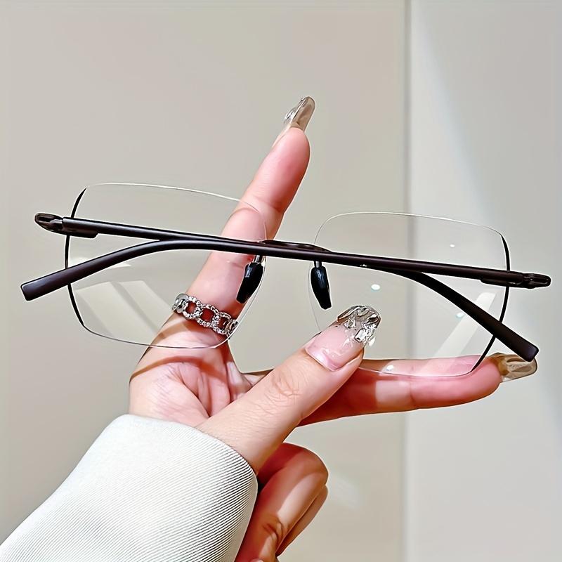 Elegant Frameless Oversized Square Reading Glasses for Unisex Anti-Fatigue, High-Quality PC Material,Comfortable Reading Glasses