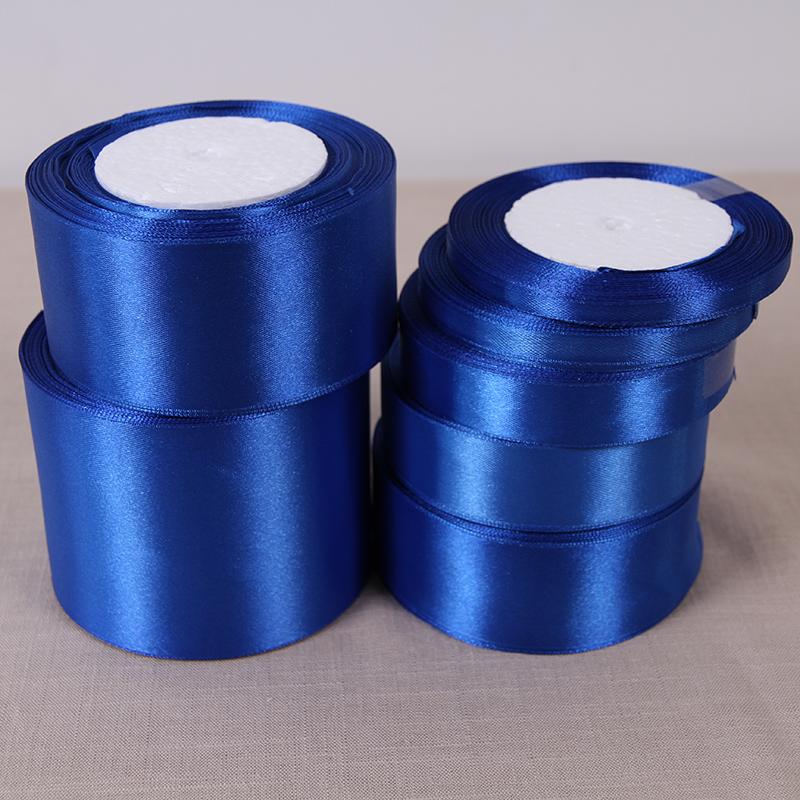 Royal Blue Satin Ribbon 25Yards 6mm-50mm Packing Material DIY Bow Craft Wedding Party Decor Gift Wrapping Scrapbooking Supplies