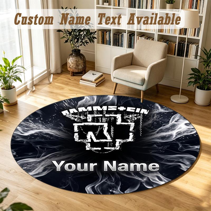 Round Rug Custom NameRammstein Pattern Non Slip Carpet Home Floor Decor