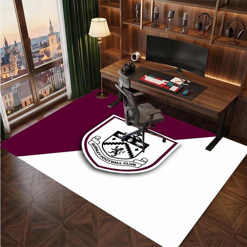 Burnley Football Print Crystal Velvet Rug, Comfortable Water Absorbent Non Slip Indoor Floor Carpet