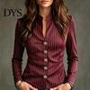 Slim Fit Casual Blazer Women Stand Collar Striped Blazer, Single-Breasted Blouse Top, Office Business Jacket Outerwear Slimming Waist Coat
