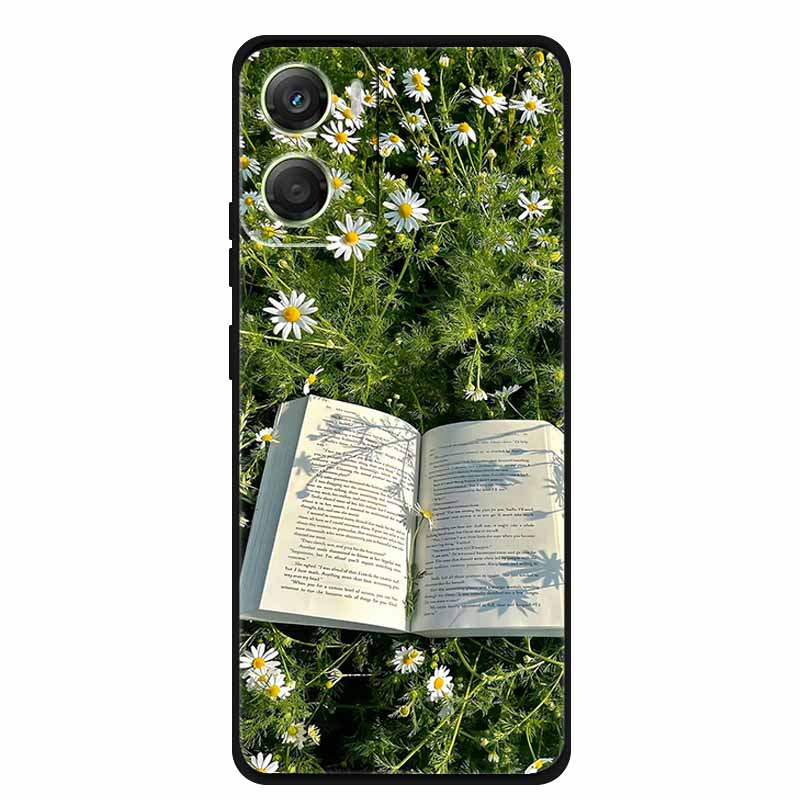 Flowers Case For Motorola Moto G06 G 06 4G Soft Silicone Phone Cover Funda Black TPU Protective Bumper Back Fashion Coque Shell