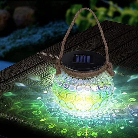 LED Solar Glass Lamp Cross-border Mason Jar Lamp Outdoor Courtyard Decoration Light Shadow Hanging Lamp Solar Lamp