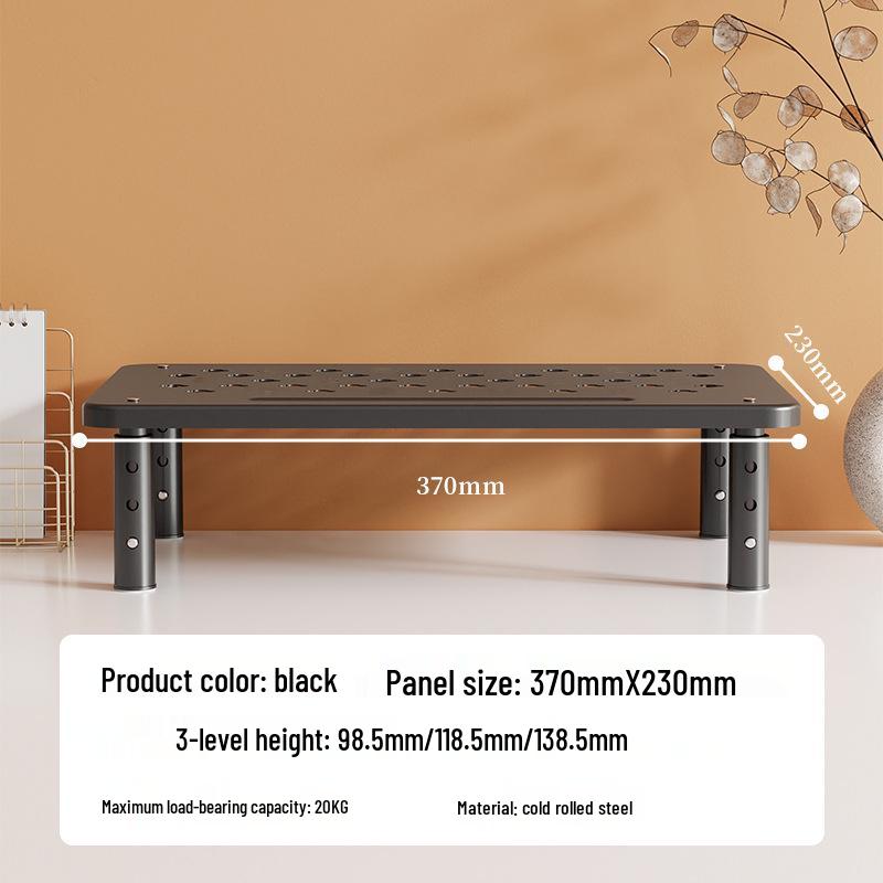 Adjustable Height Computer Monitor Riser Stand with Storage Shelf
