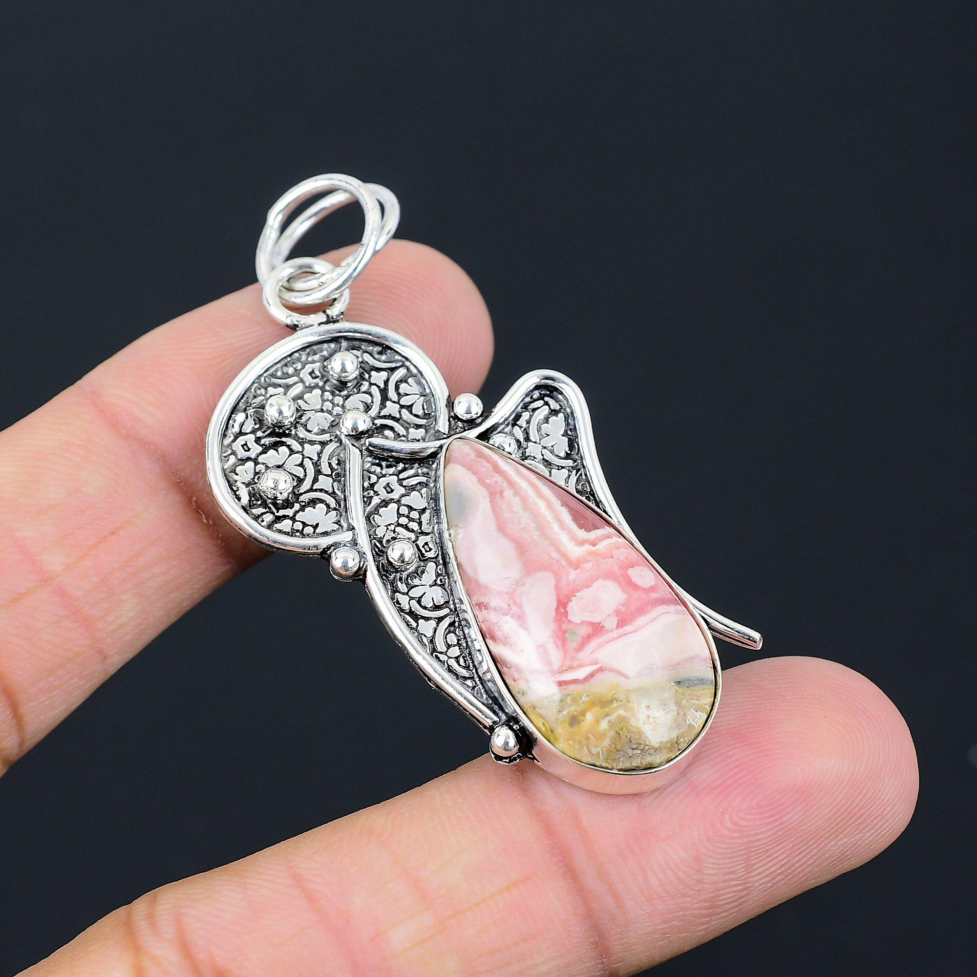 Daughters Day Deal Pear Rhodochrosite Stone Pendant Jewelry 925 Sterling Silver