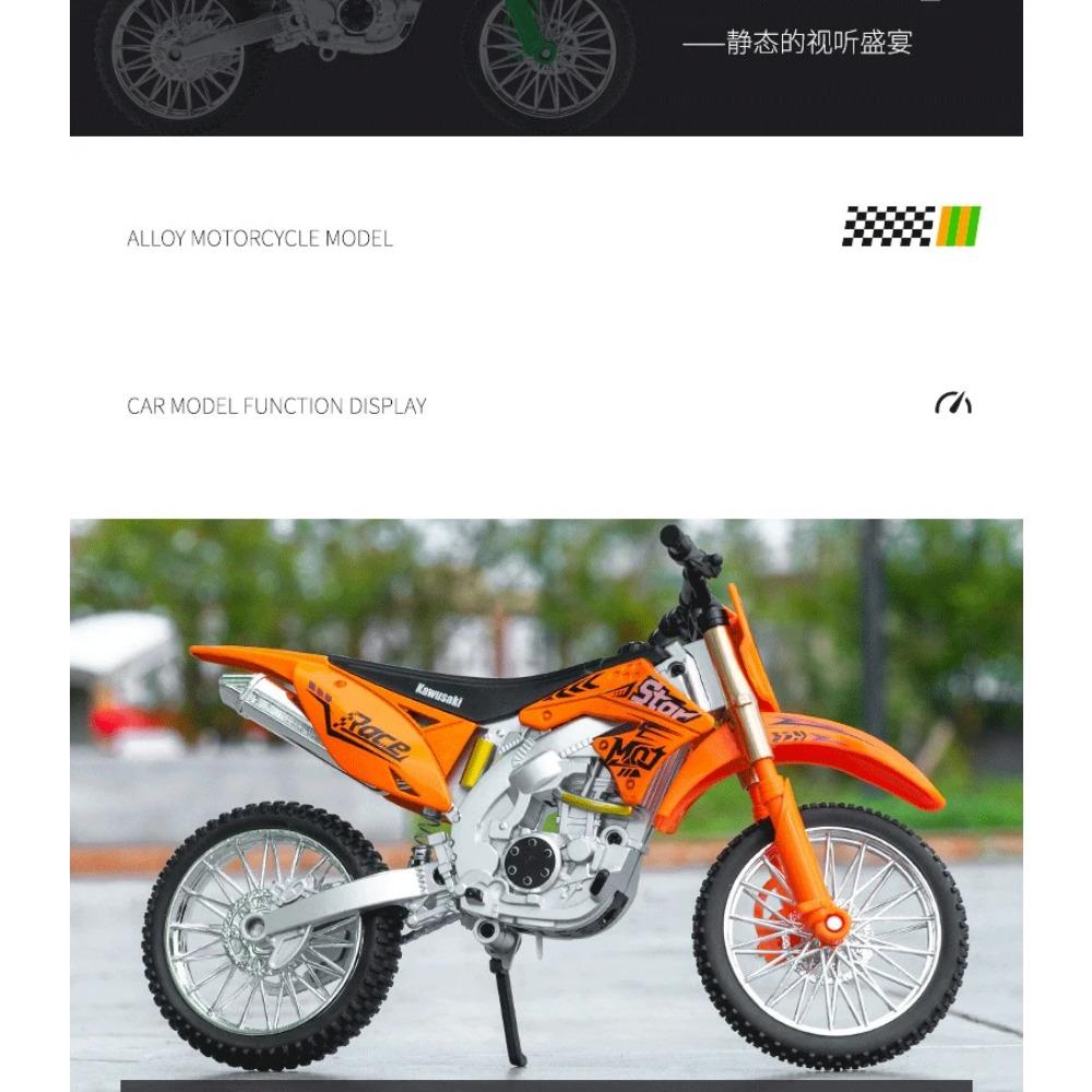 1/10 Kawasaki KX450 Alloy Sports Motorcycle Model Diecast Metal Street Crosscountry Racing Motorcycle Model High Simulation Kids Toy Gift