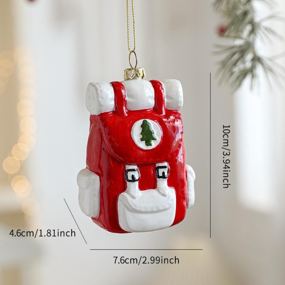 Plastic Christmas Tree Pendant Manual Painted Red&white Christmas Decorations Santa Claus Figurine Xmas Tree Hanging Bauble