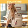 Solid Color Simple Letter And Lots Print Student Casual Backpack With Pendant