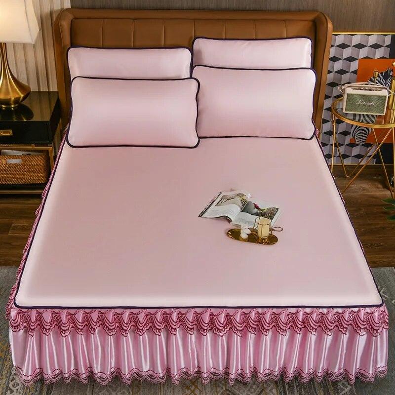 

Серия юбки-кровати в европейском стиле, однотонные крутые покрывала, коврик для льда, комплекты постельного белья королевского размера, домашний текстиль с наволочками 2 Pcs 120x200cm