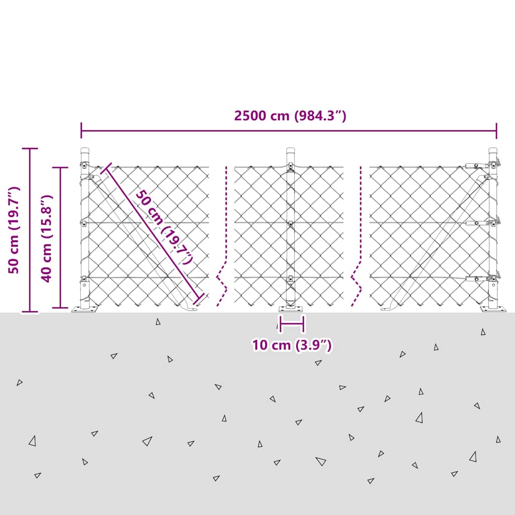Welded Wire Fence with Concrete Foundation 25 x 0.4 m (W x H)
