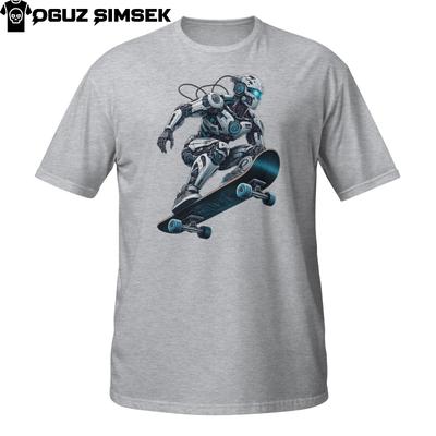 Robot Skateboarder Graphic Short-Sleeve Unisex T-Shirt Mens Womens Tees Top Cool Urban Streetwear Tee