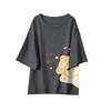 T-shirt Women Casual Large Size Loose Round Neck Printed Pullover Short-sleeved Tops
