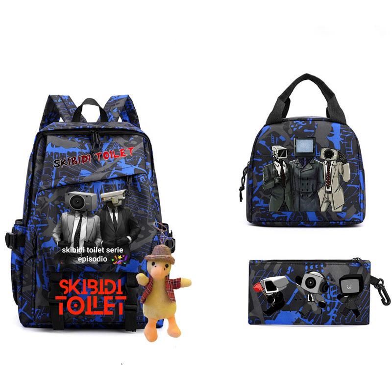 New Skibidi Toilet Man Spoof School Bag Elementary School Backpack Satchel Pencil Case