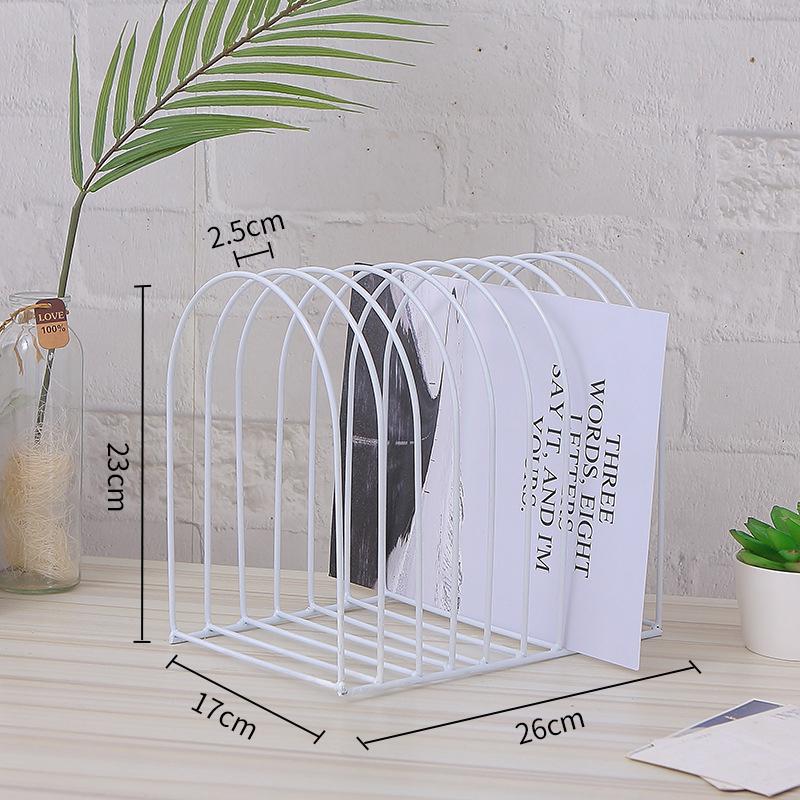 Bookshelf Rack Desktop Metal Book Block Office Newspapers Magazines Storage Scandinavian Decor  Holder Stand Golden Shelf