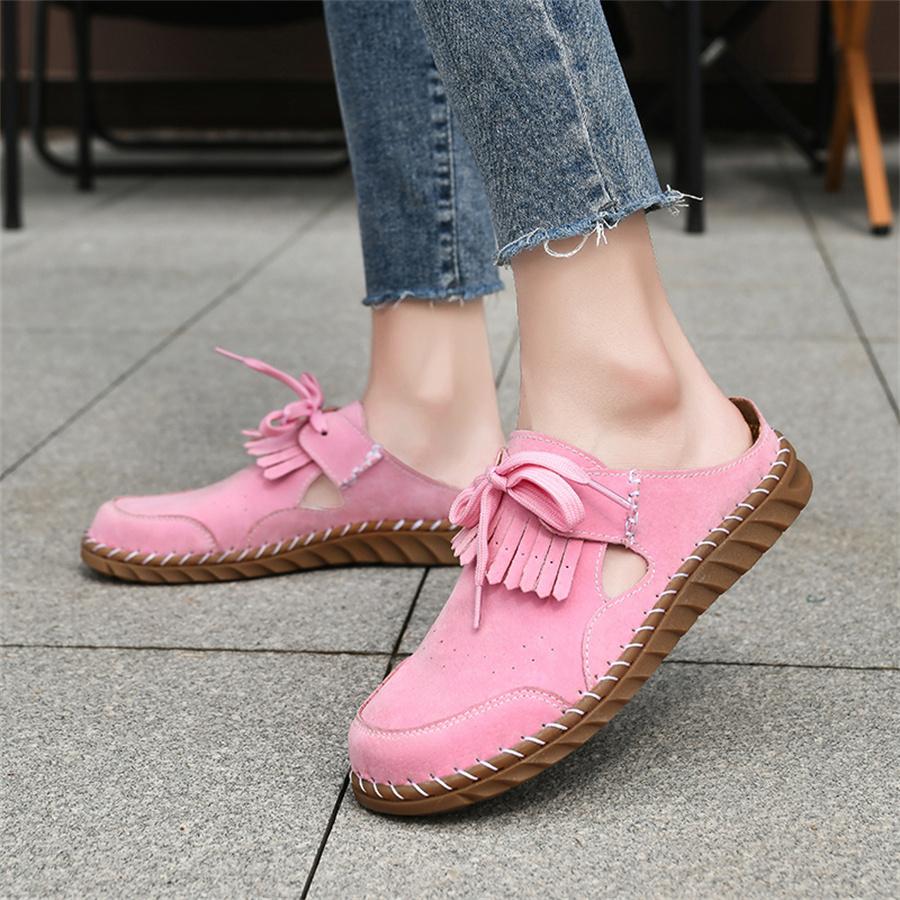 Damen Sandalen mit offenem Rücken Sommer Slipper Mules Schuhe Geschlossene Zehen Hausschuhe Komfort Lässig Strandschuhe Übergröße