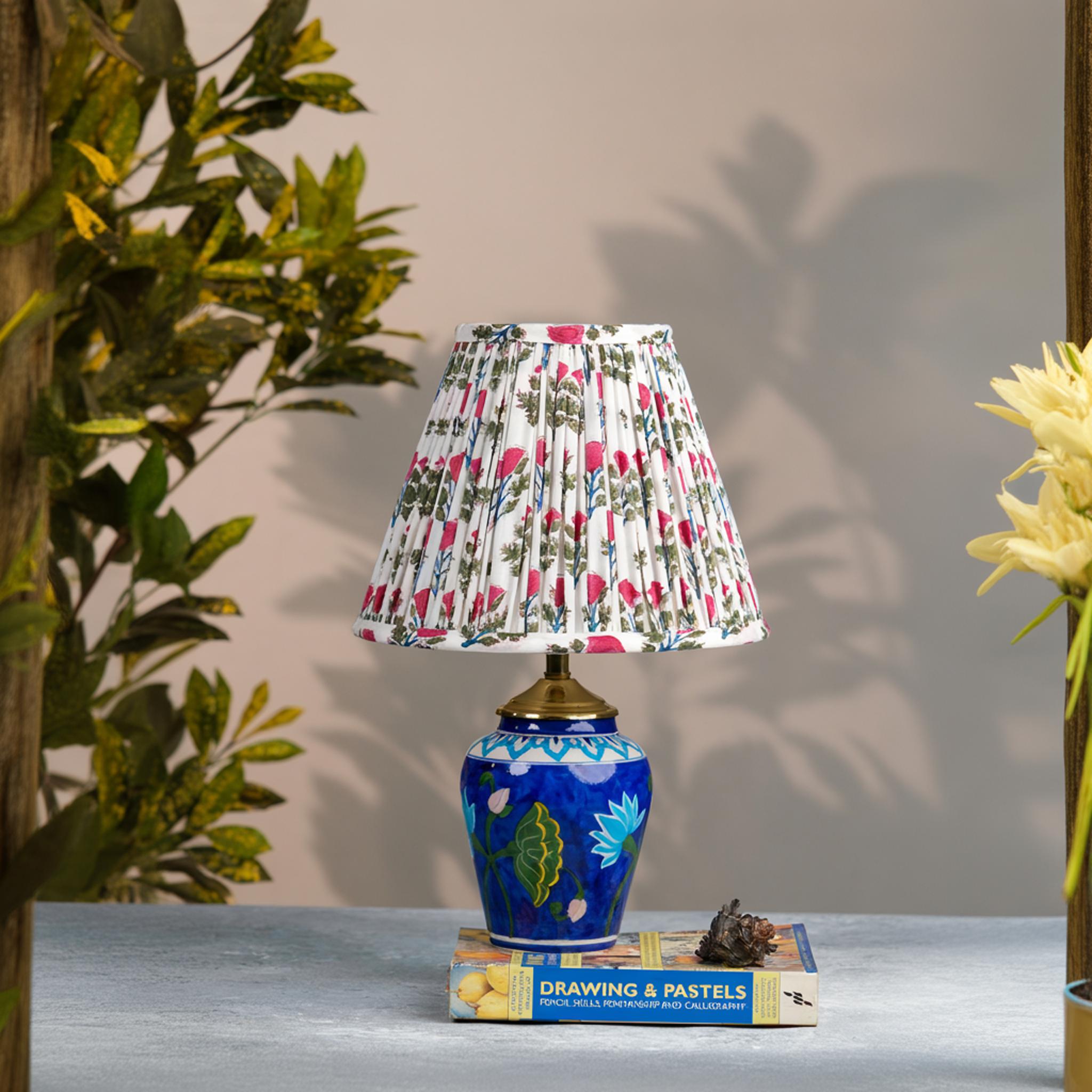 White Pink Block Print Empire Lampshade S розовый/белый