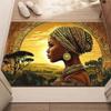 Afrikaanse vrouw zonsondergang landschap kristal fluweel tapijt cultureel kunst tapijt etnisch stammenontwerp woonkamer vloermat Afro-Amerikaans