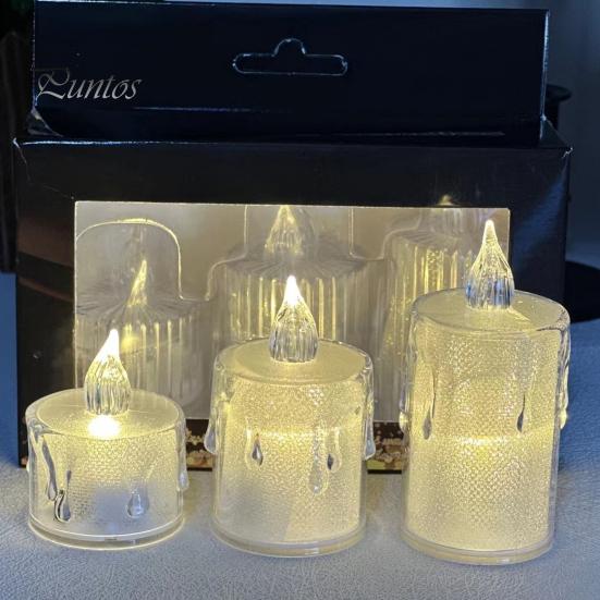 24 st genomskinlig elektronisk ljuslampa flimrande hög ljusstyrka Batteridriven stationär mini flamlöst ljus LED nattljus Födelsedagspresent