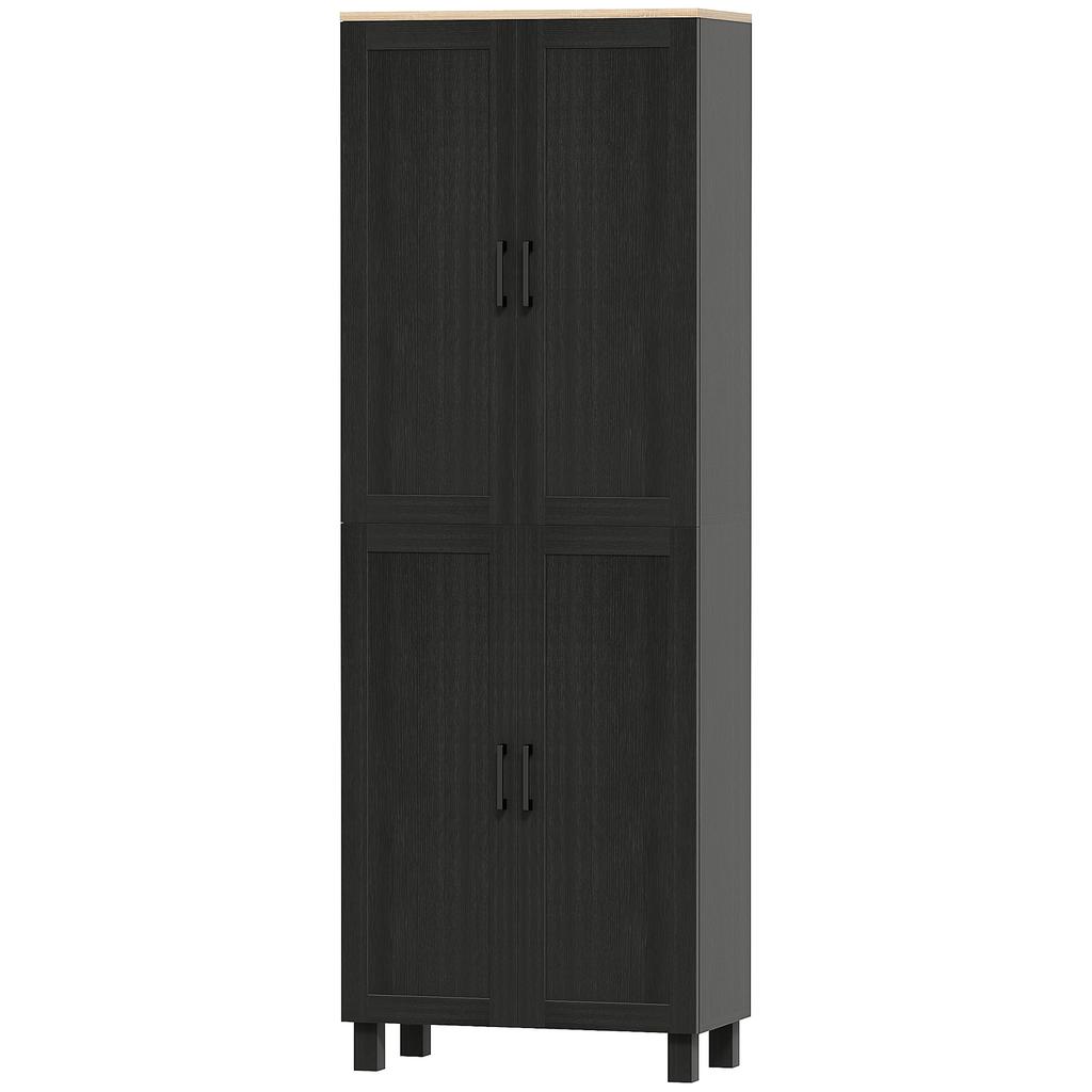 Freestanding Kitchen Cupboard, 4-Door Storage Cabinet with Adjustable Shelves, Modern Kitchen Pantry, 170cm, Black