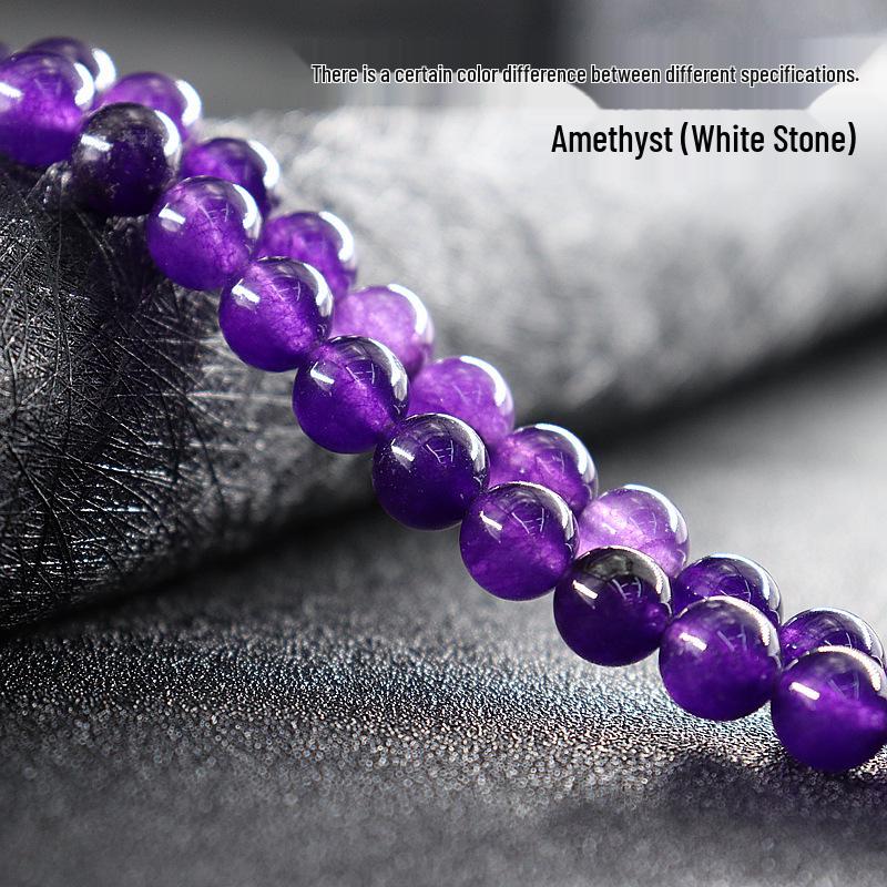 Amethyst White Stone Round Beads: Handmade Natural Stone Beaded DIY Accessories  Ornaments 4mm, ~90 beads, ~11g