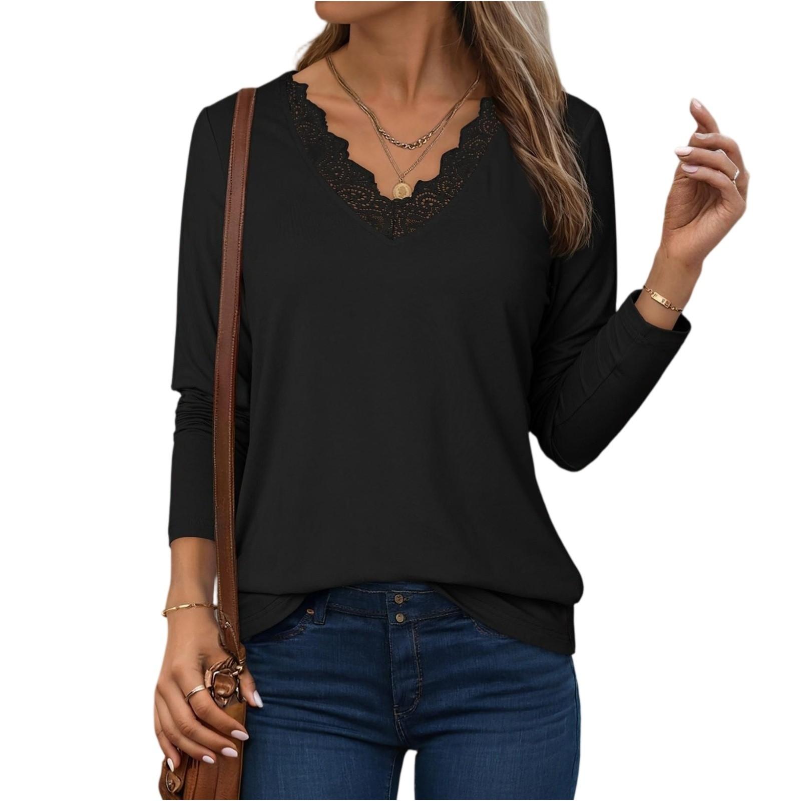 

Женский модный однотонный топ с длинным рукавом XXL