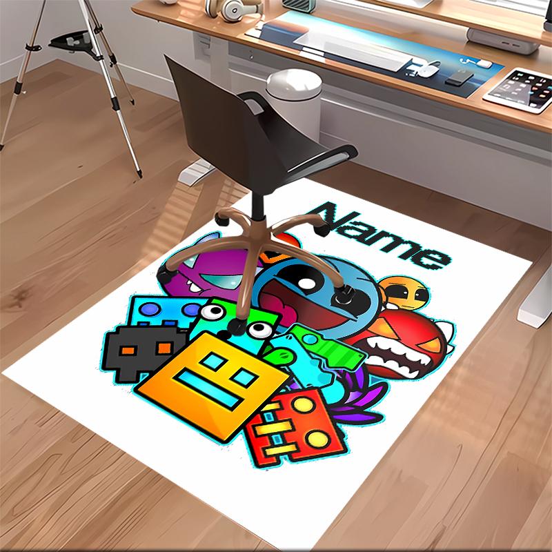 Tappeto Personalizzato Geometry Dash Area Tappeto - Morbido, Lavabile Antiscivolo Tappetino da Interno, Tappeto Decorativo per Soggiorno, Casa e Ufficio