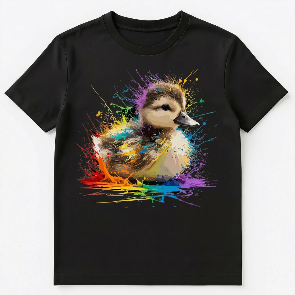 Buntes Farbklecks Süßes Entlein Kunst Grafik Unisex T-Shirt
