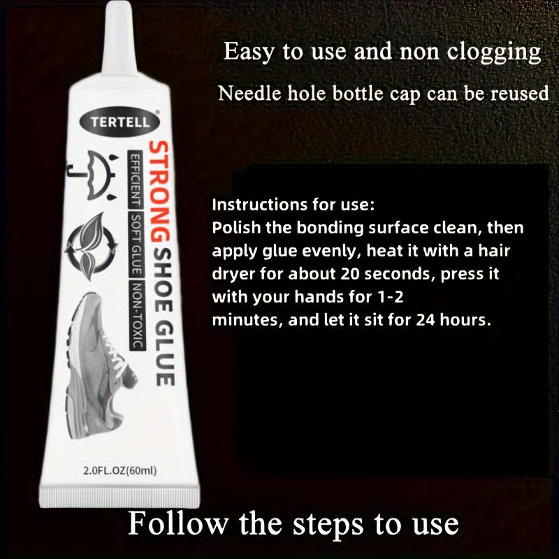 60ml Strong Shoe Repair Glue, Artistic Craft Adhesive for Leather,  Non-Toxic, High-Temperature Resistant, Transparent, Hand-Safe, Plastic Material