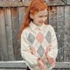 DAVE & BELLA Girls' Plaid Crew Neck Knit Sweater
