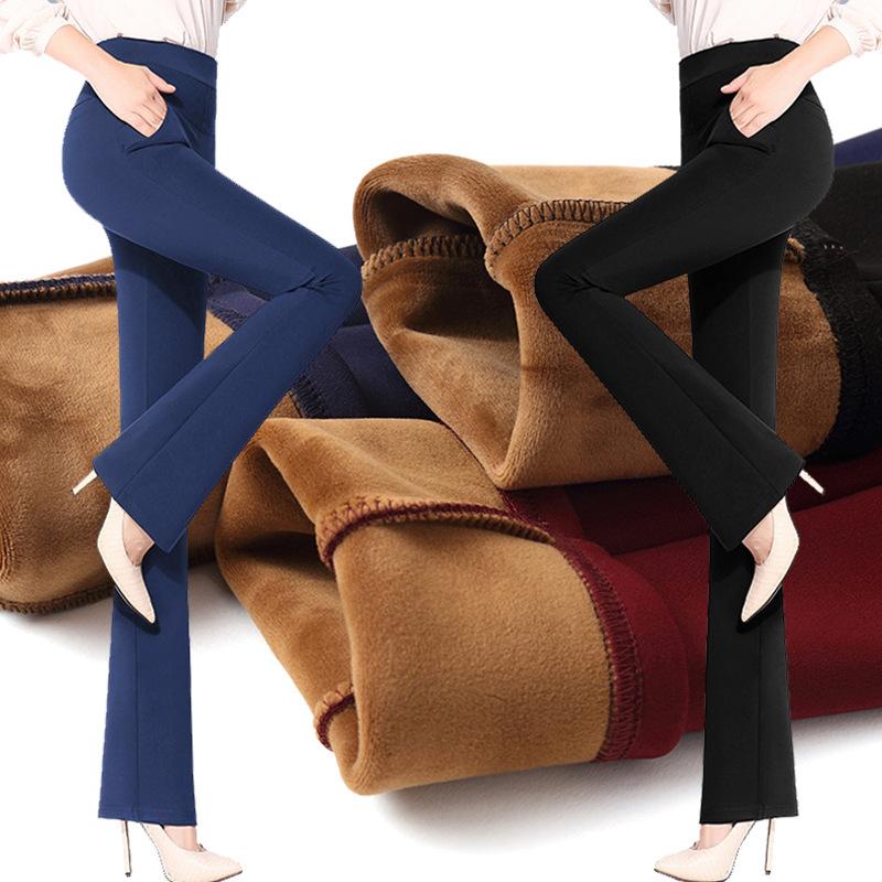 Donne Inverno Caldo Pantaloni a gamba larga Pantaloni spessi Vita alta  Elastico Di mezza età Madre Stretch Flare Pantaloni Plus Size Office Suit  Pants acquista in modo economico — spedizione gratuita, recensioni