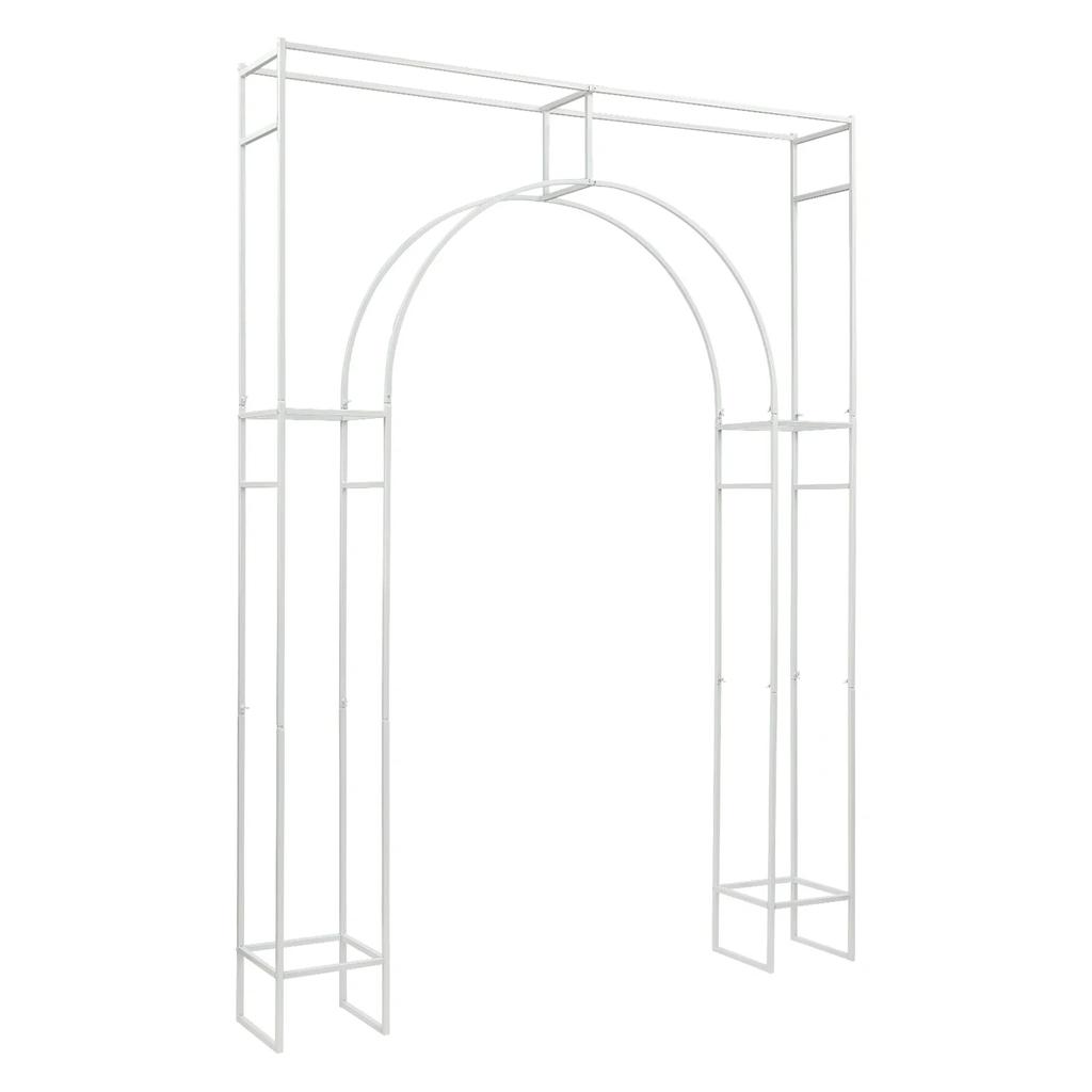 7.87ft Wedding Arch Ceremony Square Metal Balloon Stand Garden Arbor Frame for Birthday Party Background Decorations