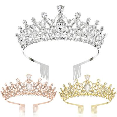 With Combs Crystal Headband Wedding Prom Bride Headbands Princess Rhinestone Crown  Women Girls