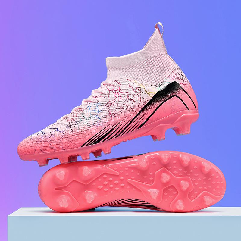 Student football shoes youth men's and women's high-top spike sneakers summer children's broken nail training shoes