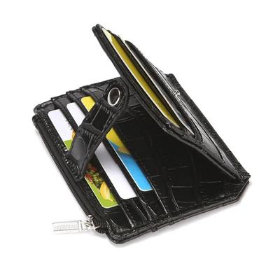 Black Short Slim Thin Leather ID Credit Card Holder Wallet Case Card Holder Coin Purse Men Women Card Bag Business Wallet