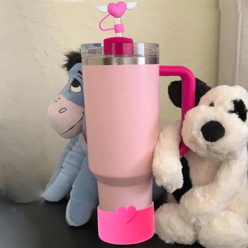 4pcs Heart Cup Accessories Set for Stanley 30oz 40oz Tumbler Cup, Including 2Pcs Cute Straw Cover Caps 10mm Straw Toppers
