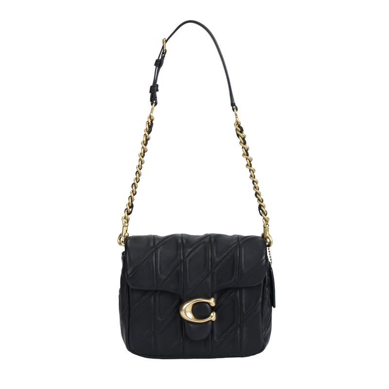 

COACH Times Square Tabby 17 Logo Flap Fastening Lambskin Crossbody Shoulder Bag Small Women s Black чорний