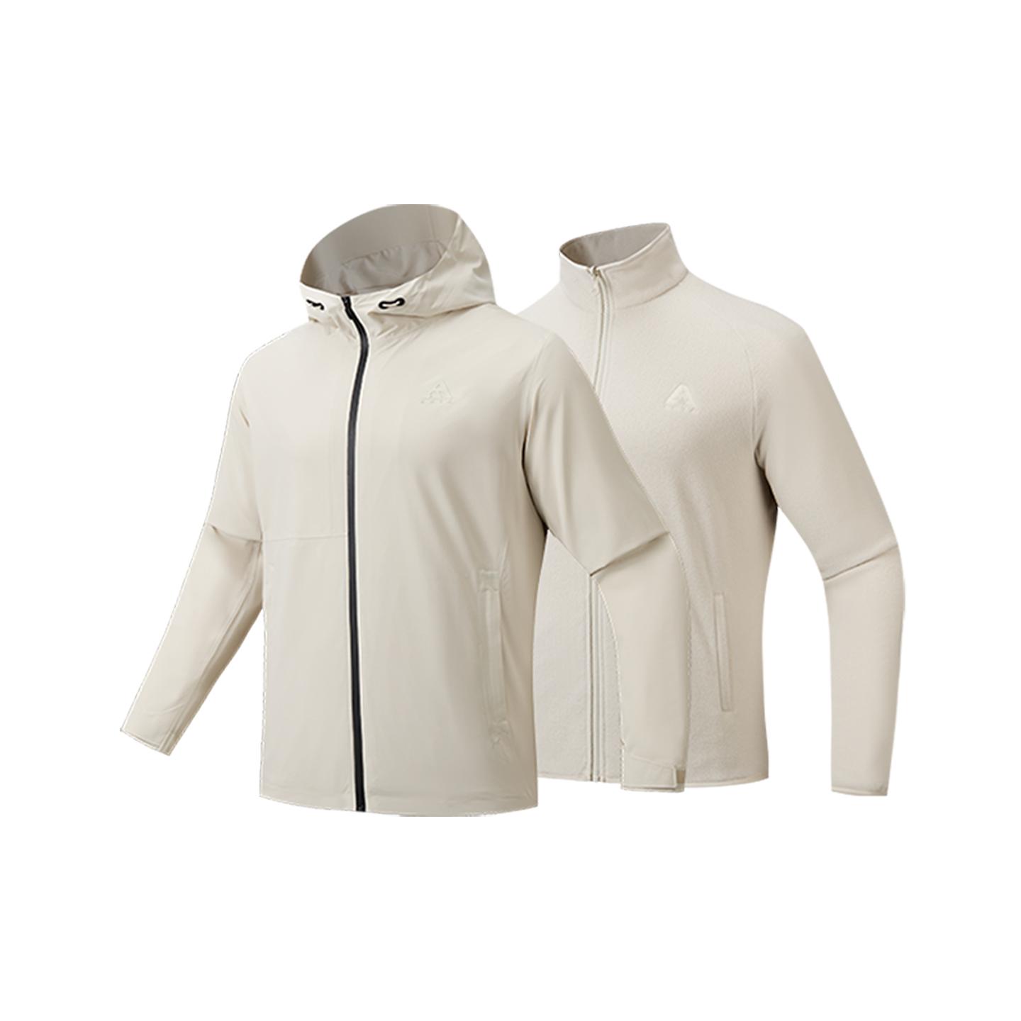 Anta Waterproof, Windproof, UV Protection, Thermal Windbreaker Jacket Men s Two Piece Set Wheat Grain Gray 952546614-1 XL