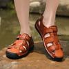 Fashion Leather Men Flats Summer New Large Size Men's Sandals Handmade Men Sandals Fashion Sandals Breathable Male Shoes Big Size 38-48