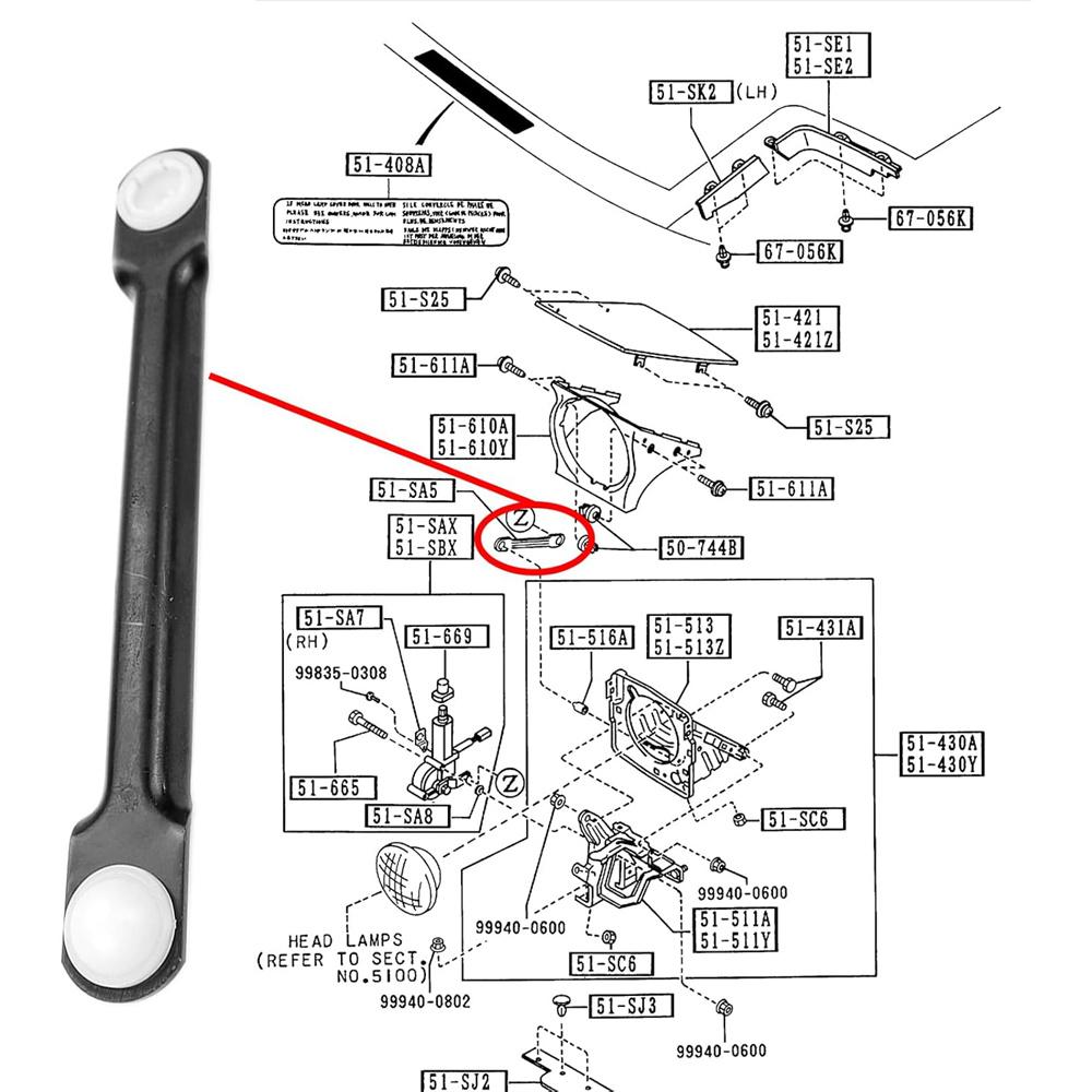 

Подходит для Mazda Miata 2X Улучшенная фара Лампа Передняя Тяга Рычаг NA01-51-SA5