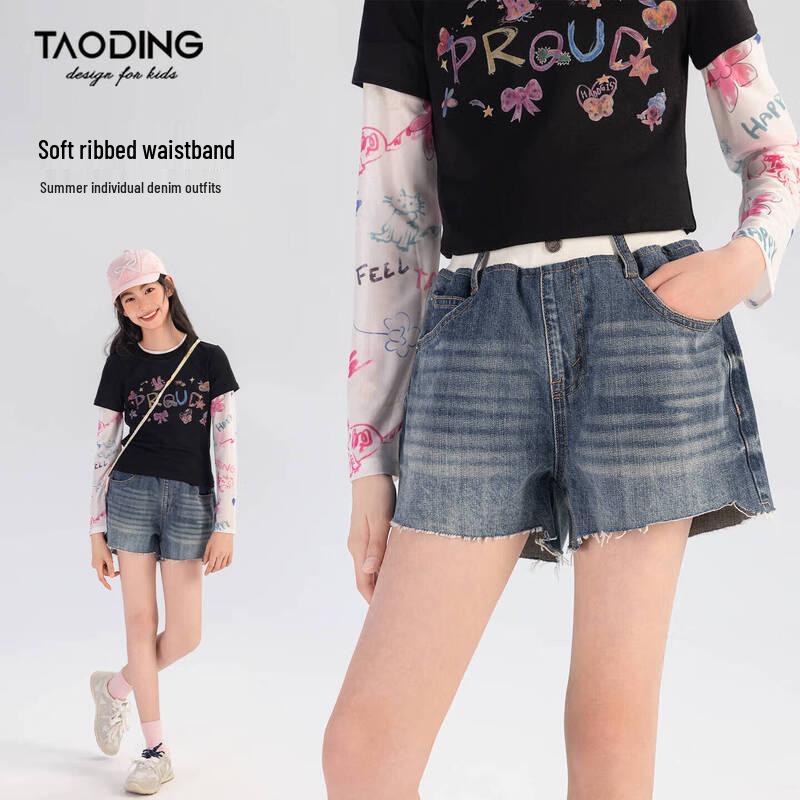 Летние стираные джинсовые шорты для девочки 140