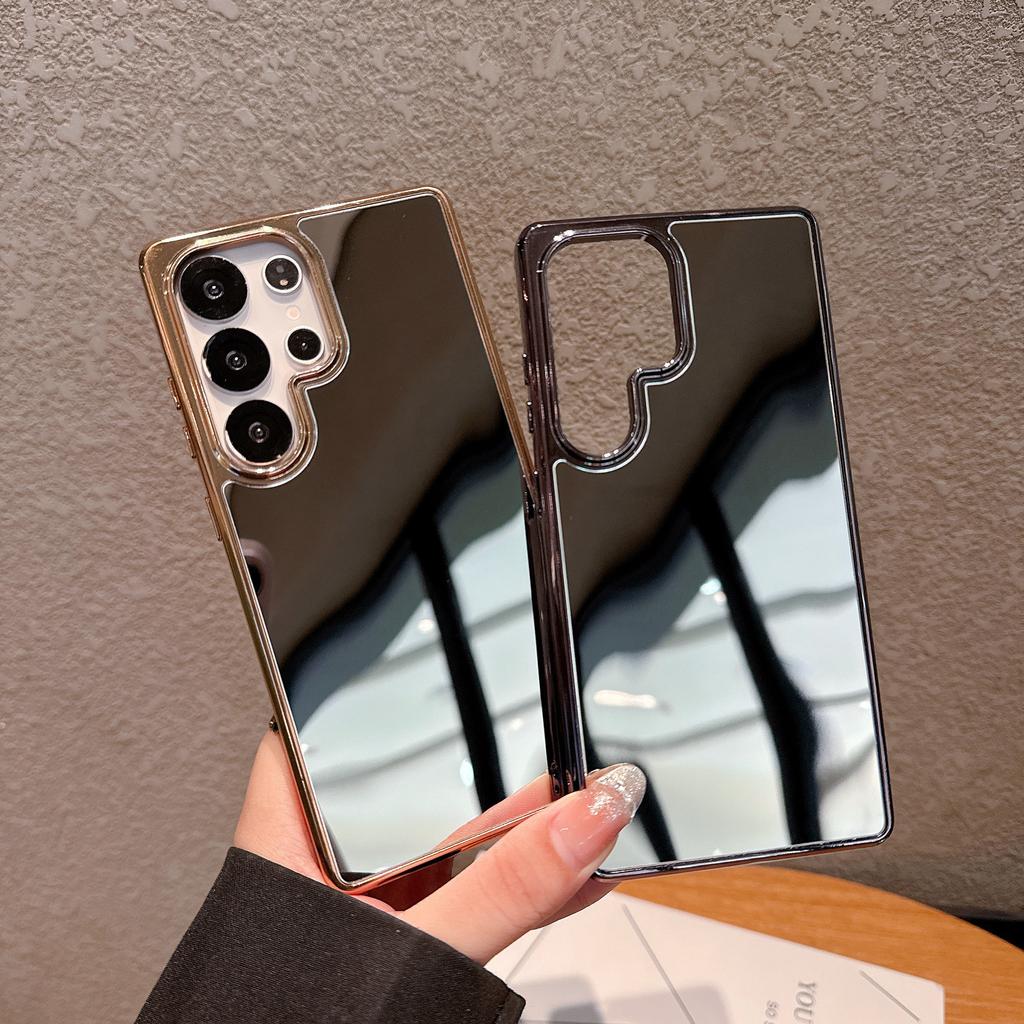 Samsung S25Edge Electroplating Makeup Mirror Mobile Phone Case S24Ultra Full Inclusive Anti Fall New Hard Case