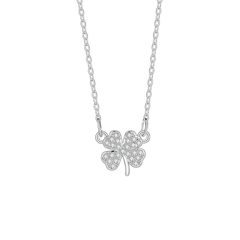 Temperament Sterling Silver Heart-shaped Flower Pendant Necklace for Women Girls Collarbone Chain Jewelry Accessories Gifts