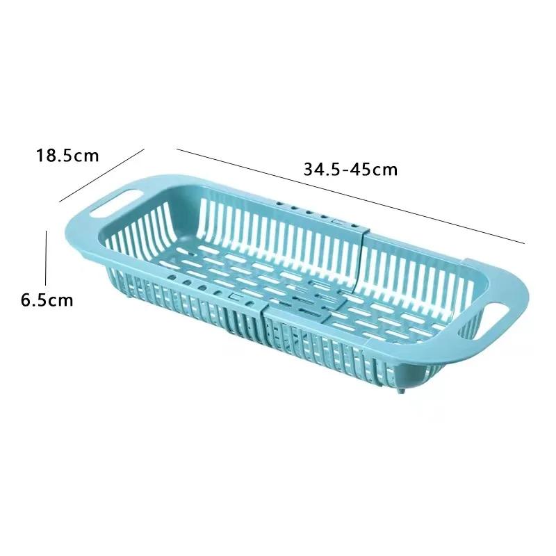 Drain Basket Bowl Rack Kitchen Fruit Basin Storage Rack Sink Retractable Sink Storage Rack Multifunctional Drainage Basket For