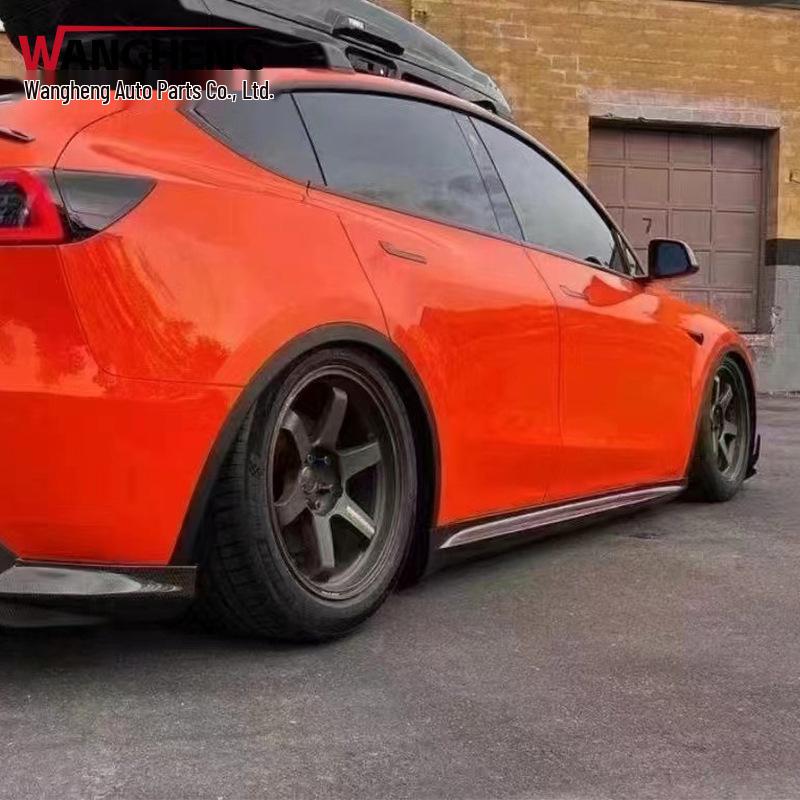 Tesla Model Y Carbon Fiber Side Bumper Skirt Aprons