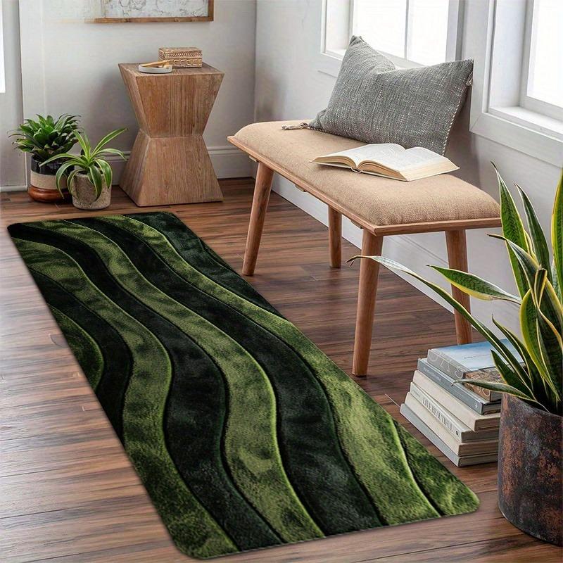 Tappeto Rettangolare a Strisce Verdi – Morbido Tappetino da Bagno Antiscivolo in Microfibra per Bagno, Soggiorno, Camera da Letto e Ingresso, Regalo Ideale
