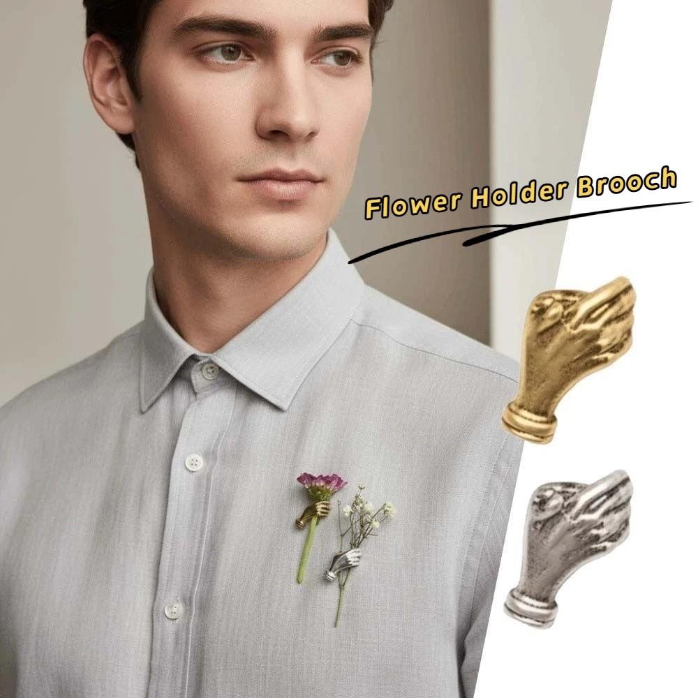 Three-Dimensional Design Flower Holder Pin Vintage Lapel Jewelry Spring Fashion Styling