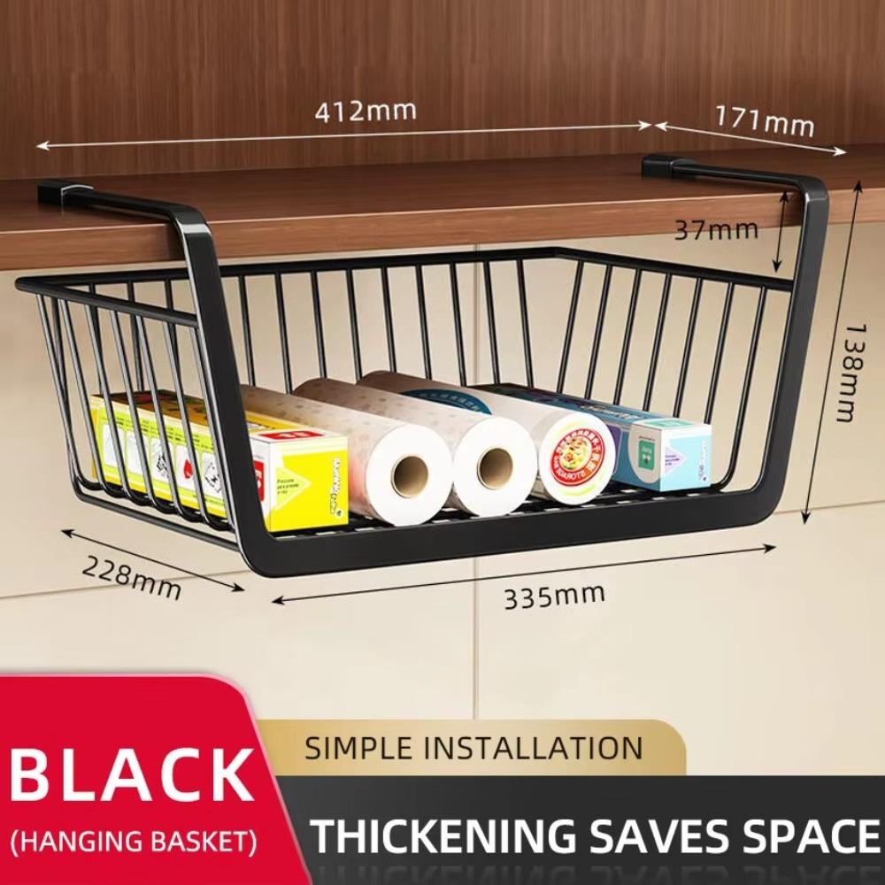 Stable Cabinet Hanging Rack Hollowed Under Cabinet Basket Hanging Net Basket  Kitchen Accessories