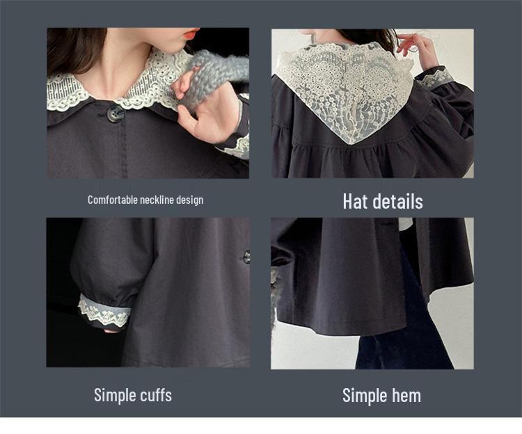Girls' Trendy Lace Jacket & Trench Coat Set - Stylish Autumn Fashion for Big Kids