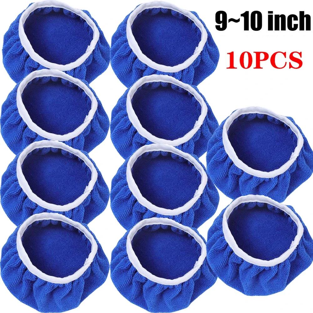 5-10inches Car Microfiber Polisher Pad Wash Buffer Waxing Sleeve Bonnet Polishing Hood for House Auto Cleaning Accessories 10PCS